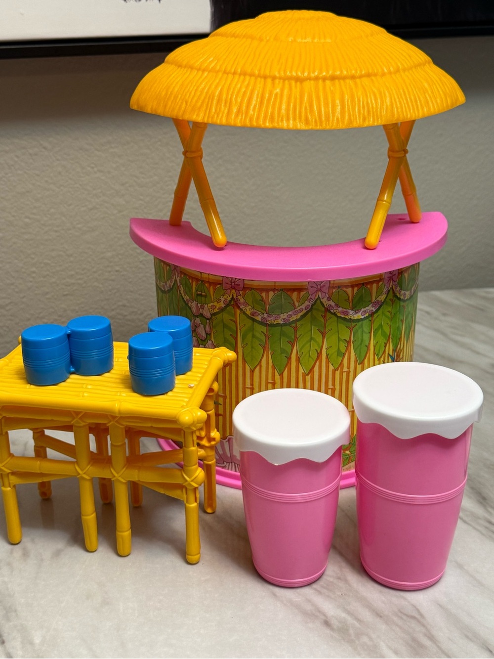 Hawaiian tiki bar drums bongos & table for 12” dolls
